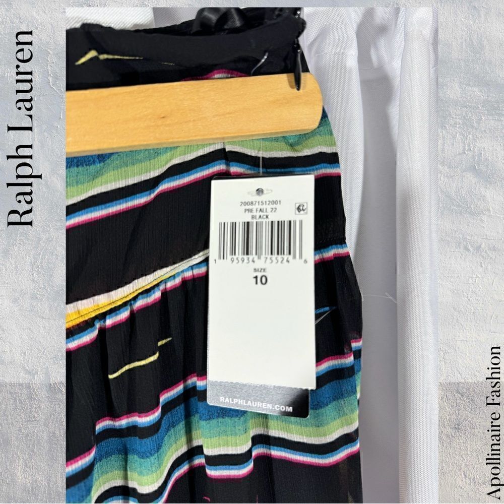 RALPH LAUREN GEORGETTE CRINKLE CUT STRIPPED MAXI SKIRT NWT SIZE 10 - Picture 6 of 6